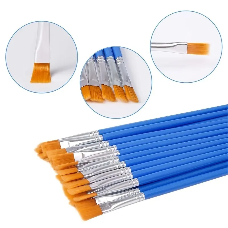 Plastic Model Paint - Pędzle płaskie nylonowe z plastikową rączką,
